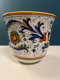 Vaso/Coprivaso in ceramica Deruta dipinto a mano