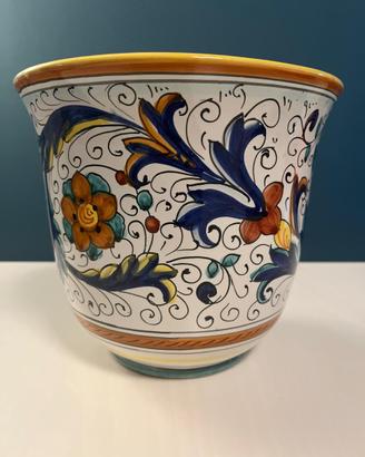Vaso/Coprivaso in ceramica Deruta dipinto a mano