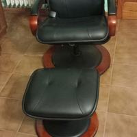 Poltrona massaggiante in pelle sintetica e legno