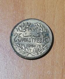 Moneta 25 piastre Libano 1961 
