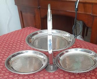 alzatina alessi tre piatti  acciaio inox 18/10