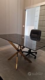 Tavolo piano in vetro effetto marmo nero