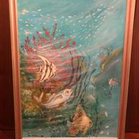 Quadro ad olio dipinto a mano con paesaggio marino