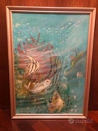 Quadro ad olio dipinto a mano con paesaggio marino