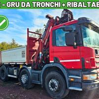 Scania 124g420 4 assi gru da tronchi + ribaltabile