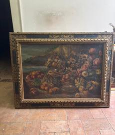 Dipinto Antico Olio su Tela - Natura Morta Firmato