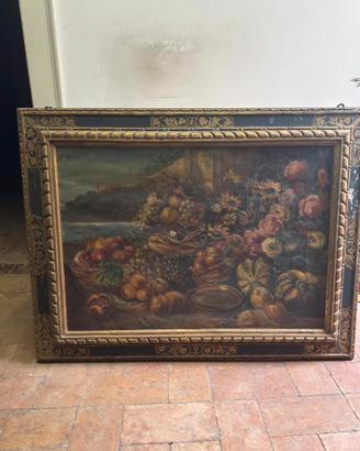 Dipinto Antico Olio su Tela - Natura Morta Firmato