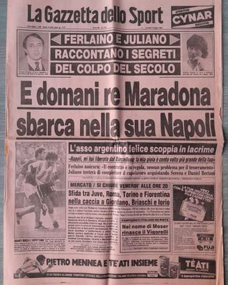 Giornale Maradona Gazzetta Arrivo a Napoli 1984