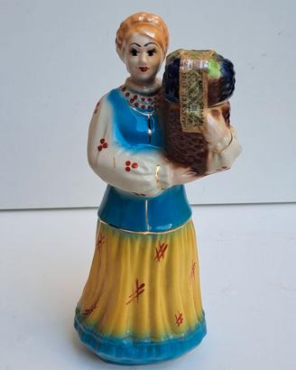 Statuetta vintage ucraina dipinta a mano, bottigli