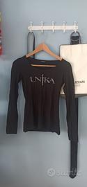 Maglia Motivi nera manica lunga Scritta con strass