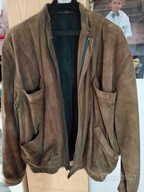 Giacca Bomber Vintage in vera pelle scamosciata 