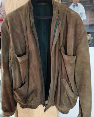 Giacca Bomber Vintage in vera pelle scamosciata 