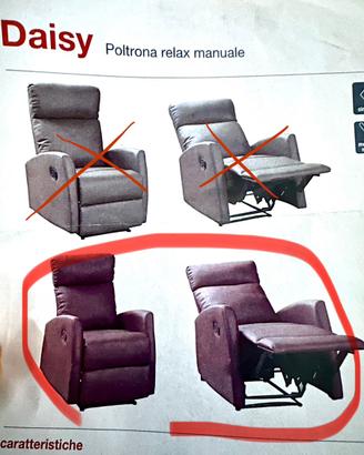 Poltrona relax manuale in similpelle col. bordeaux
