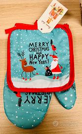 Set guanto forno e presina Merry Christmas