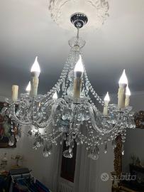 Lampadario antico da soffitto cristallo e gocce