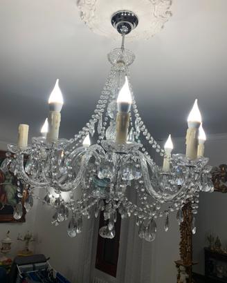 Lampadario antico da soffitto cristallo e gocce