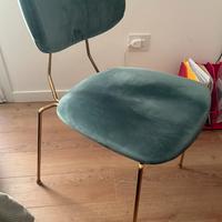 Sedie per interni in ottone e velluto