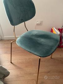 Sedie per interni in ottone e velluto