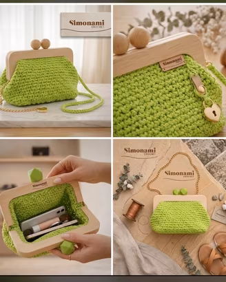 Clutch SIMONAMI CROCHET Verde Prato In Cordino 