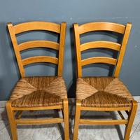4 sedie legno massello seduta paglia intrecciata
