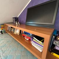 Letto con libreria integrata in legno