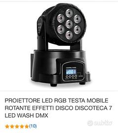  testa mobile discoteca 7 led + varie luci par las