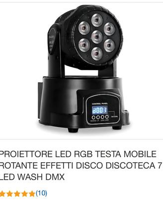  testa mobile discoteca 7 led + varie luci par las
