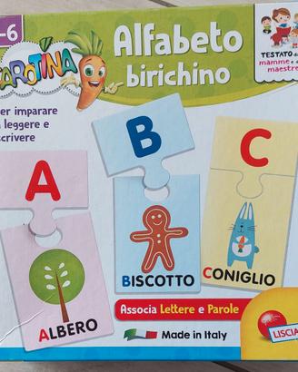 Gioco Puzzle lettere Alfabeto Birichino