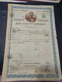 debito pubblico Regno d'Italia 1880 5% Vittorio II