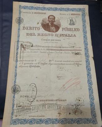 debito pubblico Regno d'Italia 1880 5% Vittorio II