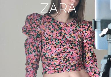 Top Zara Floreale - Maniche a Sbuffo