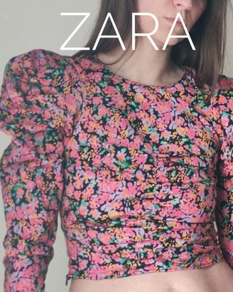 Top Zara Floreale - Maniche a Sbuffo