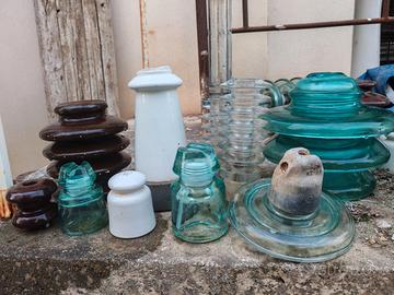 Isolatori Elettrici Vintage in Vetro e Ceramica