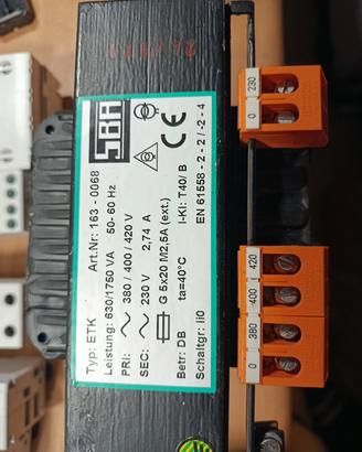 Trasformatore Monofase SBA ETK 630/1750 VA