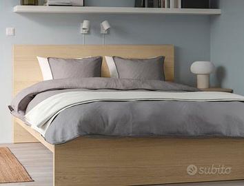 LETTO MATRIMONIALE + MATERASSO IKEA MALM FAGGIO