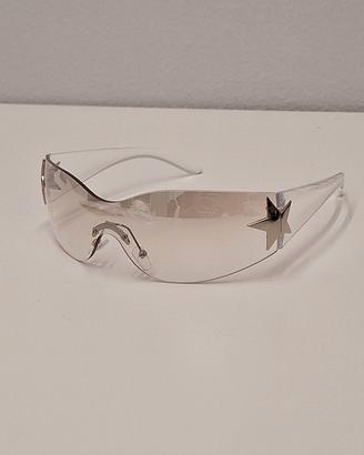 Occhiali da sole Y2K bianchi rosa- Moda vintage