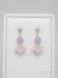 orecchini in quarzo rosa e ametista lavanda