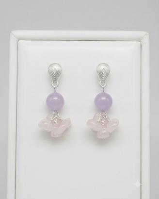 orecchini in quarzo rosa e ametista lavanda