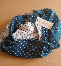 Grande sciarpa pallini bianchi e blu  