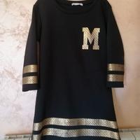 Vestito donna stile college americano nero e oro