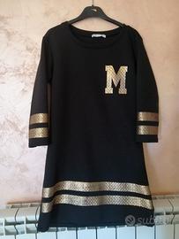 Vestito donna stile college americano nero e oro