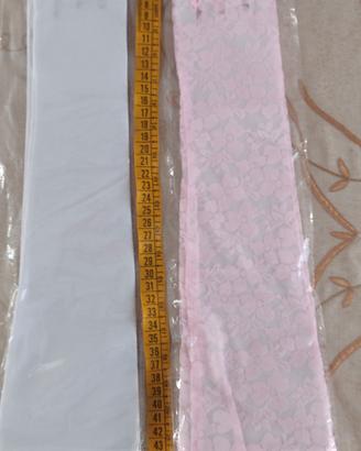 2 paia di guanti rosa e bianco 