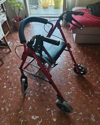 Deambulatore con seduta e cestino