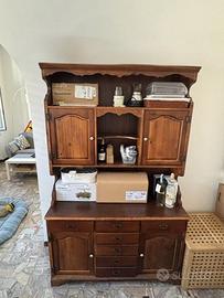 Credenza Arte Povera in Legno Massello con Alzata