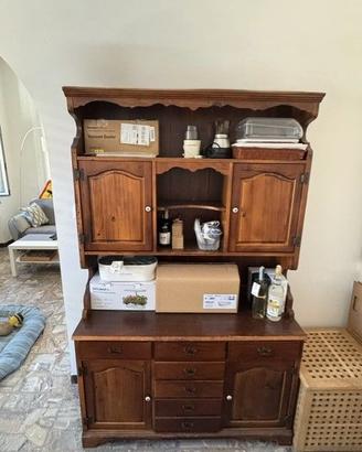 Credenza Arte Povera in Legno Massello con Alzata