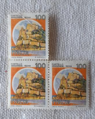 3 Francobolli da 100 lire (1980) Ischia