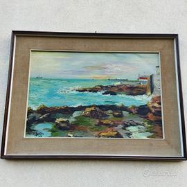 Dipinto olio su tela - paesaggio Marino