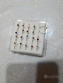 Set da 19 Piercing naso o orecchie vari colori cer