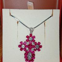 collana arg.925 croce fiorata cubic zirconia 