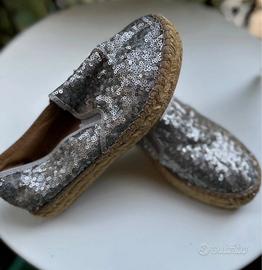 Espadrillas pailletes argento